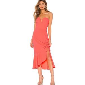 🆕️ Amanda Uprichard Rayna Strapless Midi Dress in Fluro Pink